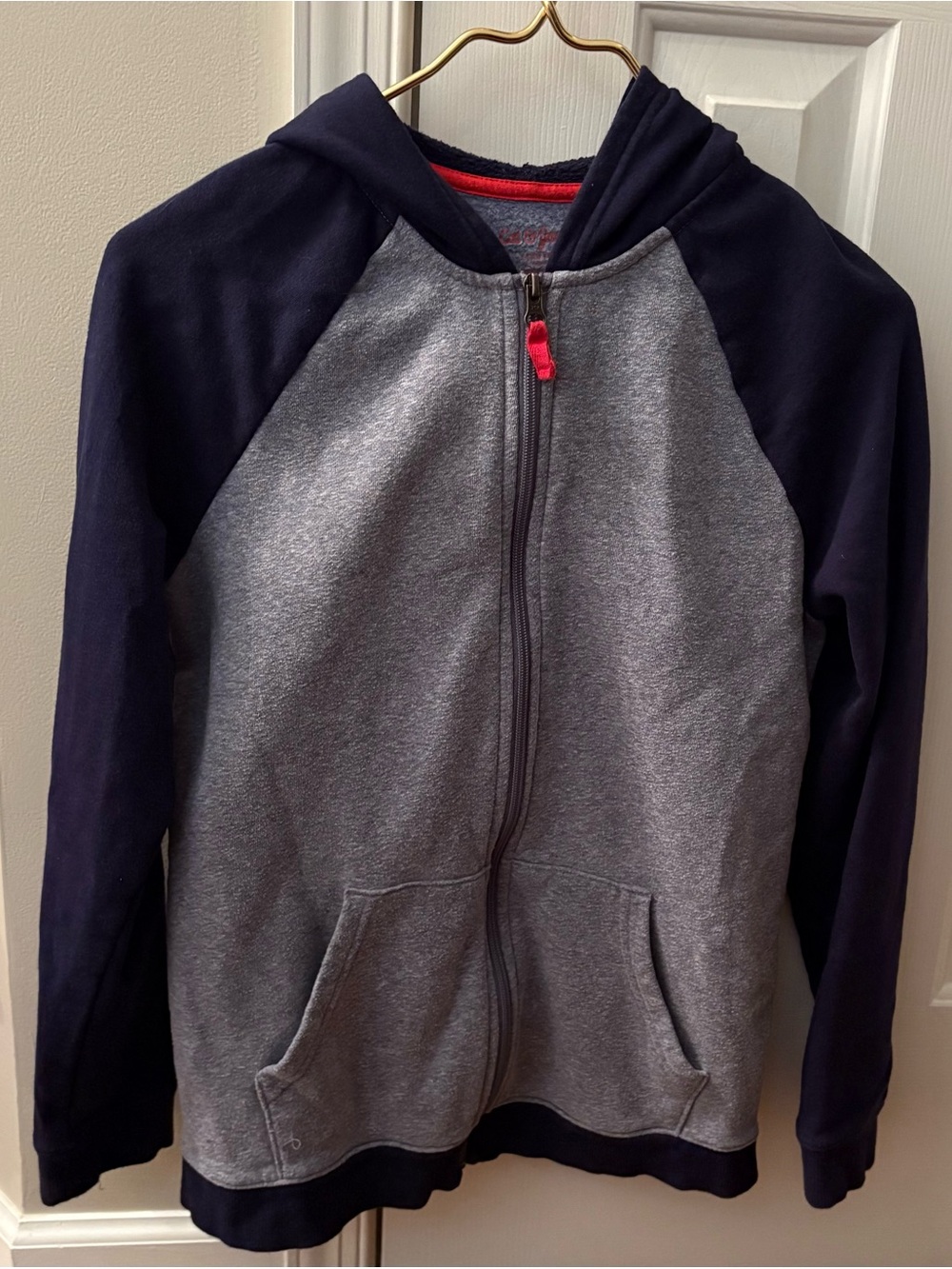Cat & Jack Gray and Navy Zip Hoodie with Red Accent